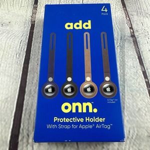 Onn Protective Holders w/straps‎ for APPLE AIRTAG 4 pack NEW VEGAN LEATHER